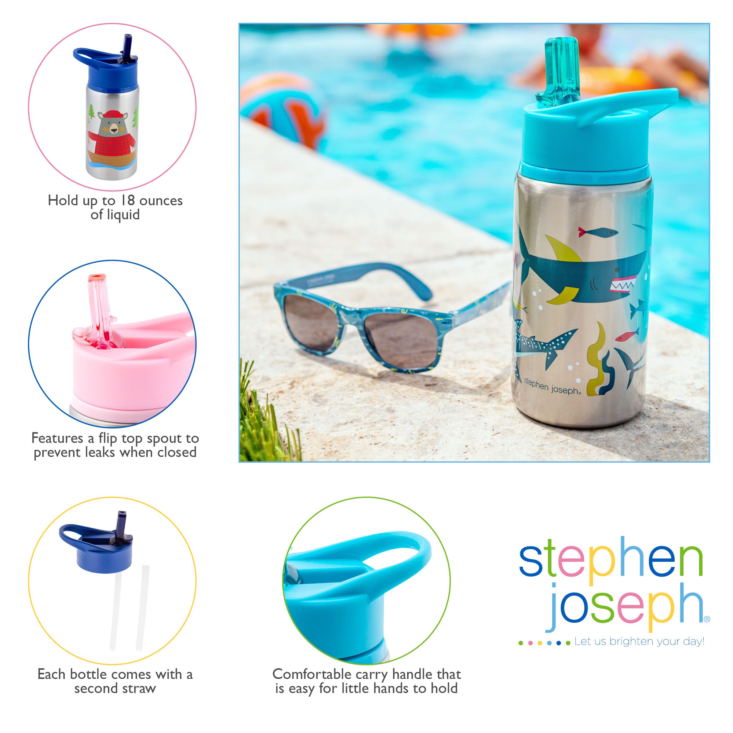 Stephen Joseph Stainless Steel Water Bottle - Sports