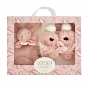 Dou Dou Et Compagnie Pink Booties and Comforter Gift Set