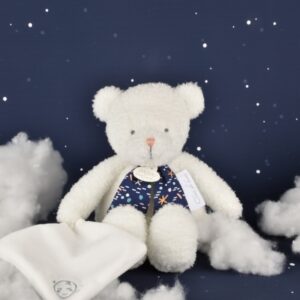 Dou Dou Et Compagnie CLAIR DE LUNE Glow-in-the-dark teddy bear with handkerchief