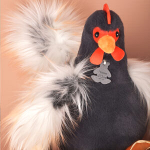Histoire d' Ours Black and white "Coq'rico" Rooster Plush Toy